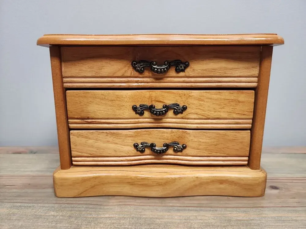 Vintage Croft & Barrow Wooden Jewelry Box Chest 2 Drawer Organizer